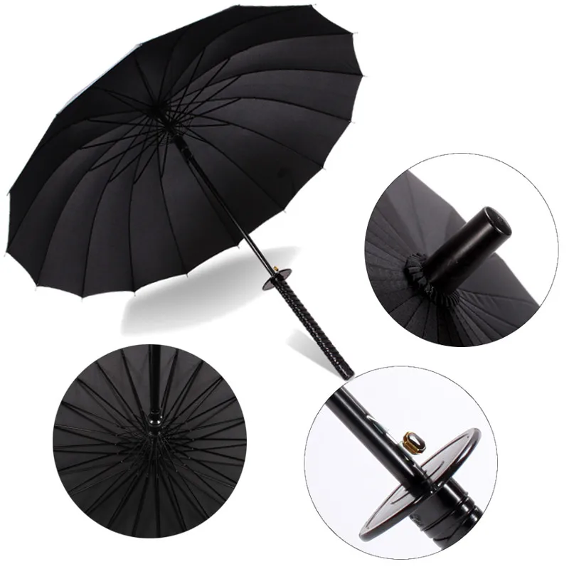 Творческий длинная ручка большой Ветрозащитный Зонт-самурайский меч японского дождевые зонты с прямой зонтик автоматическые открыт, 16к 24K зонтик