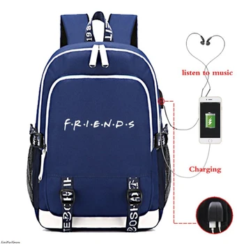 

Mochila Friends Pink Backpack Women Backpacks Laptop Bookbags Usb Charge School Bags for Teenage Girls Boys Travel Mochila