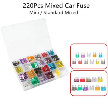 

220pcs Mini / Standard Car Fuse Mixed Small Fuse Blade Automatic Car Fuse 2A 3A 5A 7.5A 10A 15A 20A 25A 30A 35A 40A