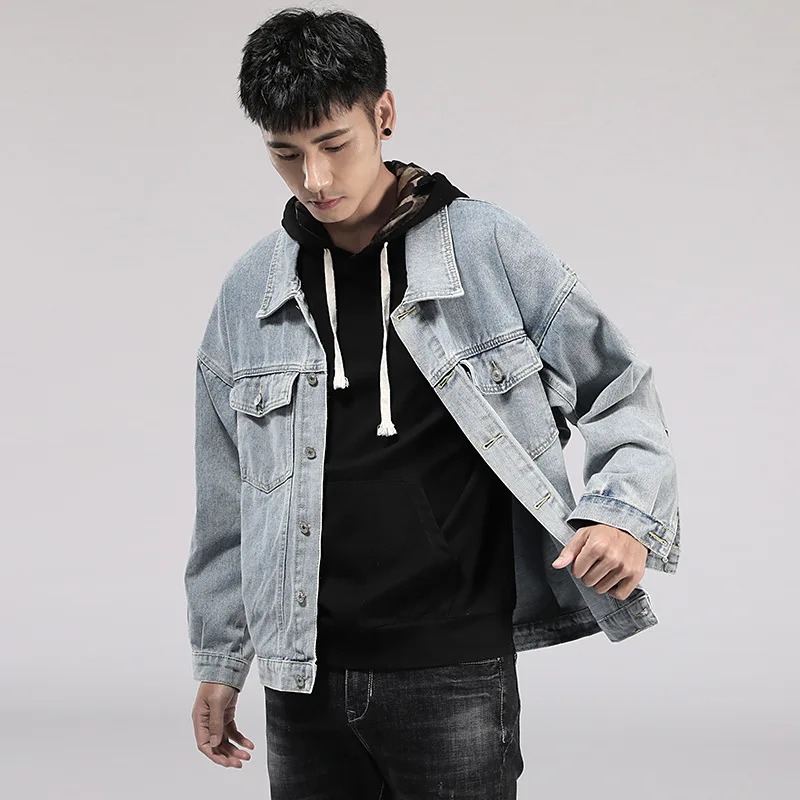 

2019 Autumn And Winter New Style Denim Jacket Japanese-style Loose-Fit Simple Solid Color Non-Elasticity Students Handsome Cowbo