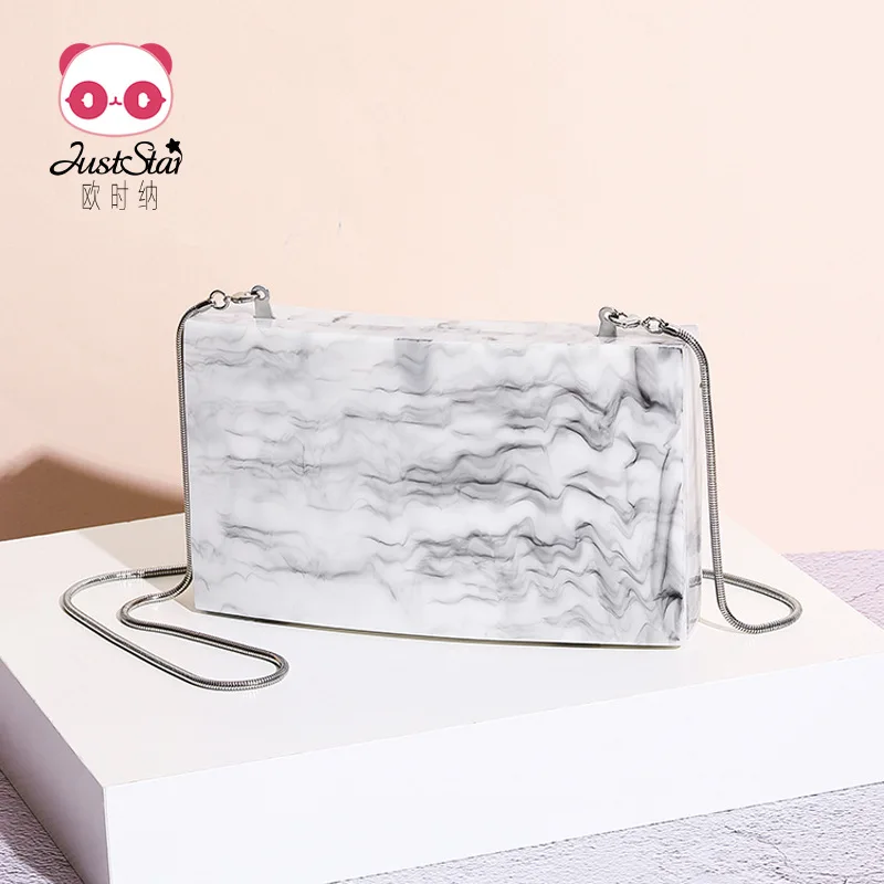 

EU Is Satisfied Bag WOMEN'S Bag 2019 New Style Fashion Marbling Box Bag Trend Chain Crossbody Bag