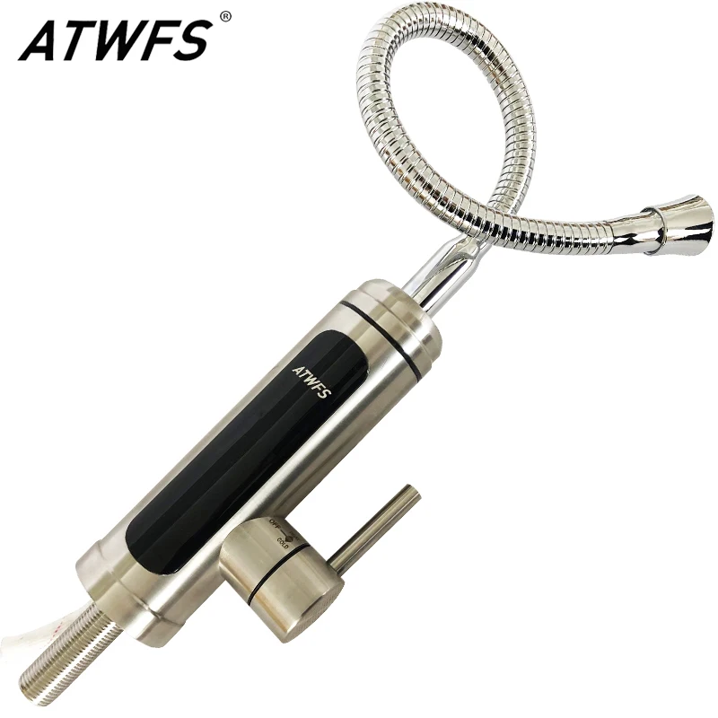 ATWFS Hot Water Heater Faucet Kitchen Heating Water Tap Instant Heat Electric 220v Stainless Steel with Temperature Display 1