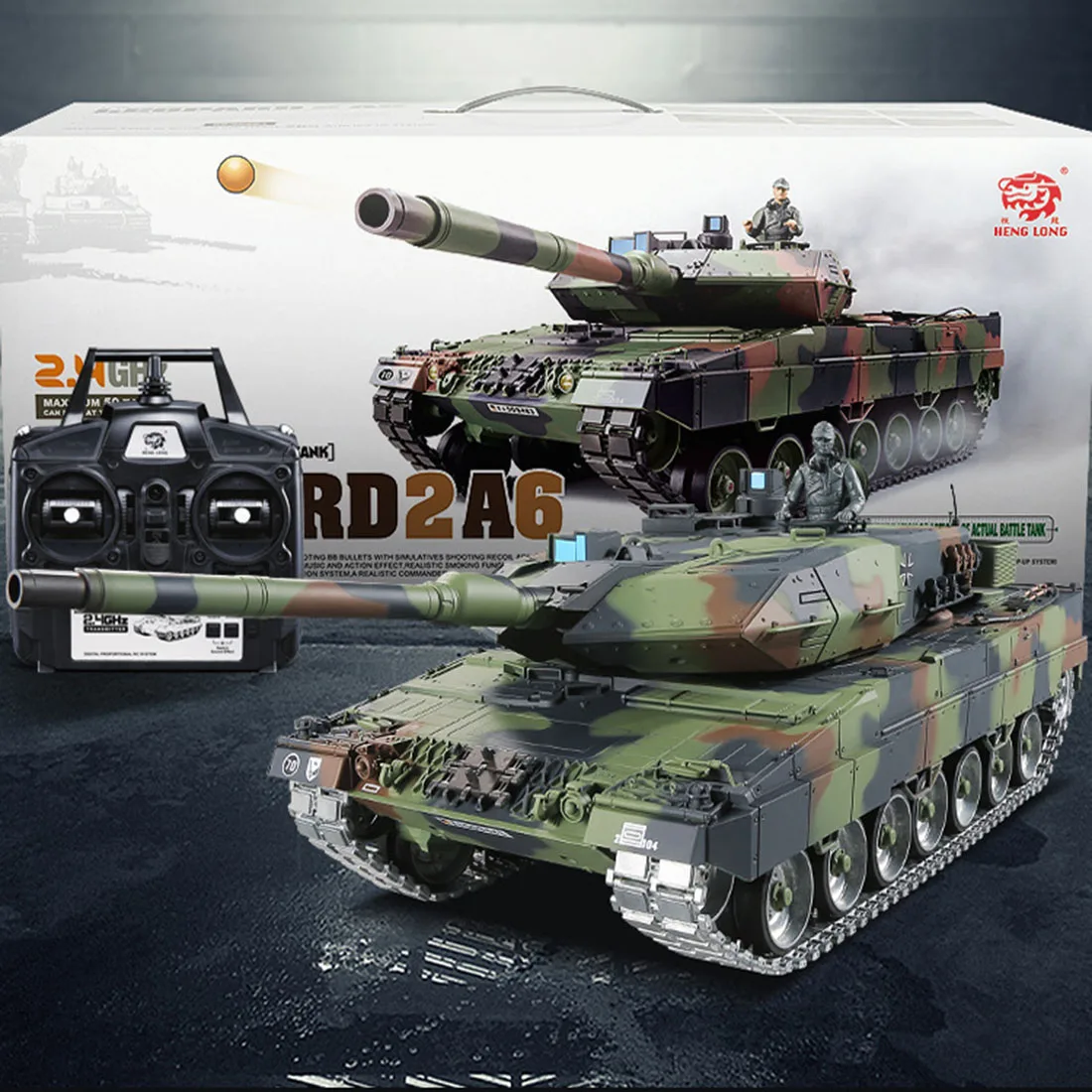 1:16 German Main Battle Tank 2.4G Remote Control Model Military Tank With Sound Smoke Shooting Effect - Metal Upgraded Edition