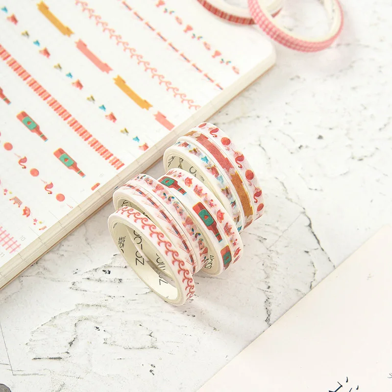10 шт. милые Diy тонкие васи ленты креативные Веселые декоративные клейкие ленты цветок маскирующая лента для детей Скрапбукинг Фотоальбомы