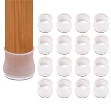 

16PCS Silicone Chair Leg Cover Felt Bottom Round Square Furniture Feet Caps Floor Protector Pads for Chair Leg Black Brown White