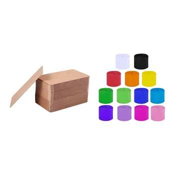 

100Pcs Brown Kraft Label Paper Tag Blank Luggage Card & 13 Rolls Party Streamers Backdrop Decorations