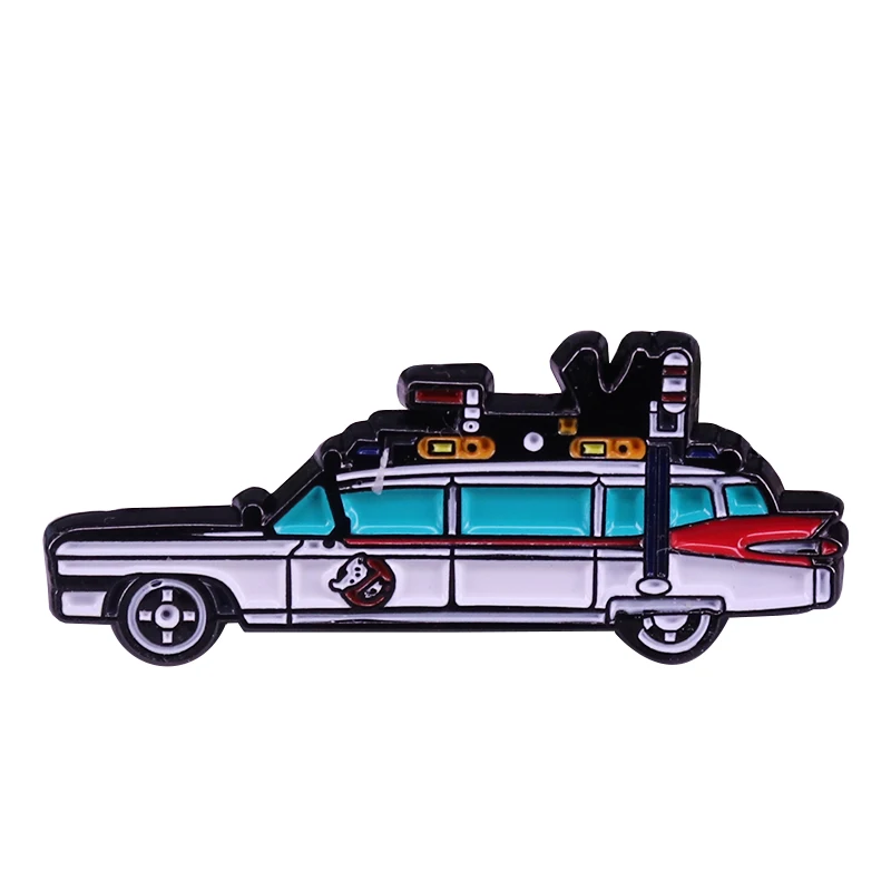 Ghostbbusters 1984 Ecto-1 Spilla Miller Meteor Badge Movie Car Smalto Pin Ectommobile Vehicle Jewelry