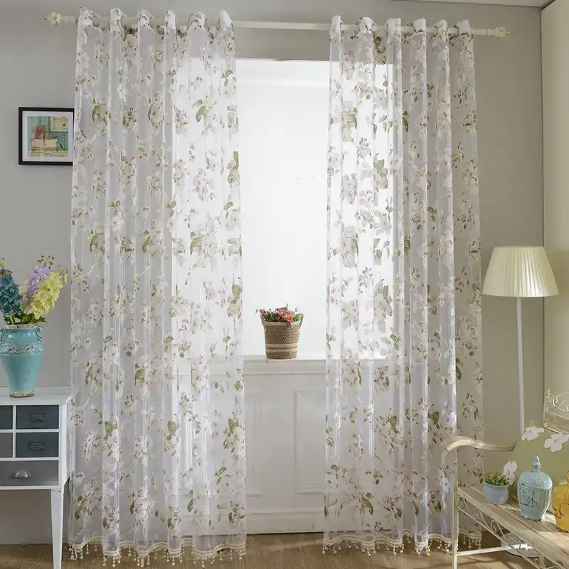 New Orchid Flower Sheer Curtains Window Screen Window Gauze Door