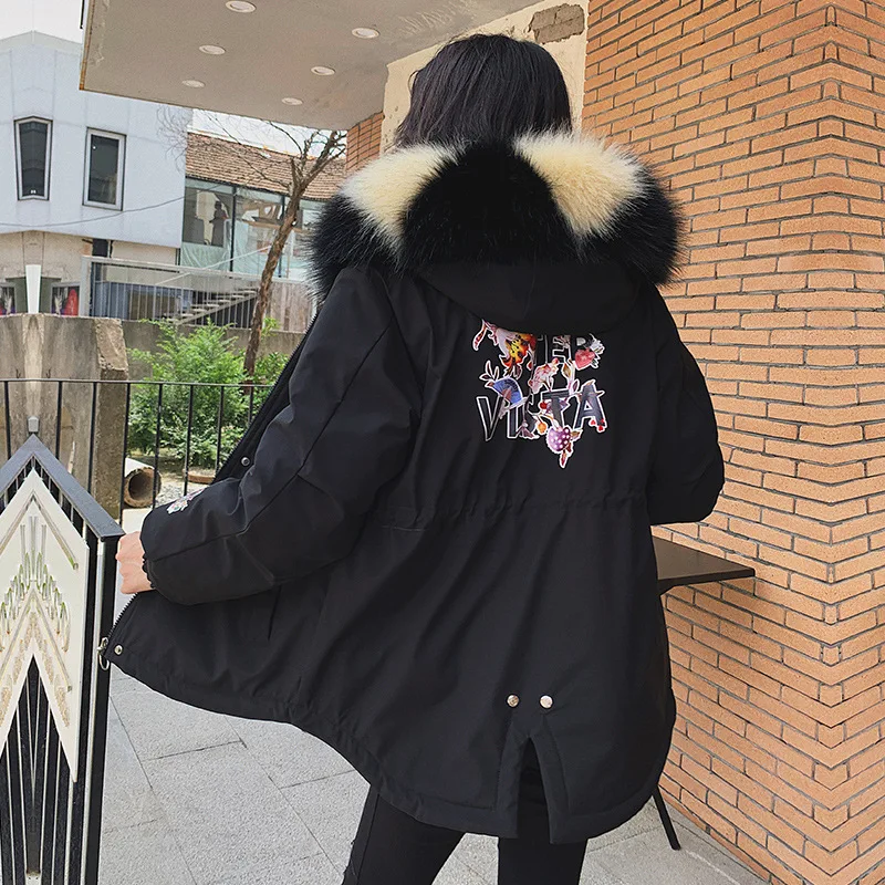 

AliExpress 2019 Winter Korean-style Fur Collar Cotton-padded Clothes Women's Short Hooded Slimming down Jacket Cotton-padded Clo