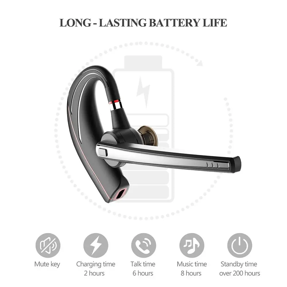 B1 Bluetooth 5,0 гарнитура с одним заушником для наушников передатчик с CVC8.0 Шумоподавление для спорта и бизнеса