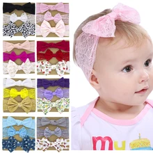 

3pc Lace Bow Headband Set for Baby Girls Headwrap Newborn Rabbit Ear Bow Floral Print Cotton Bebe Bow Knot Turban Kids Hairband