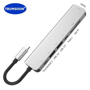 

Trumsoon USB-C to HDMI 4K Type-c USB 3.0 SD TF Card Reader Adapter for MacBook iPad Samsung S9 Dex Huawei P40 Dock TV Projector
