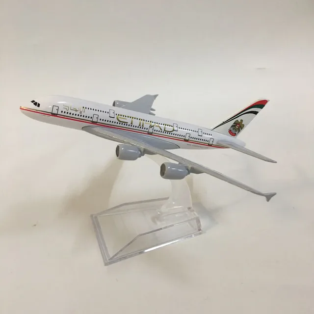 JASON TUTU 16cm Plane Model Airplane Model Etihad A380 Aircraft Model Diecast Metal 1:400 Airbus A380 Airplanes Model Plane Toy 4