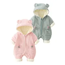 Combinaison d'extérieur épaissie pour bébé, vêtement d'hiver mignon en velours pour nouveau né, pour homme et femme 