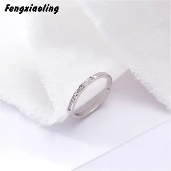 

Fengxiaoling Real 925 Sterling Silver Multiple Zircons Open Rings For Women Simple Fashion Wedding Thin Ring Fine Jewelry