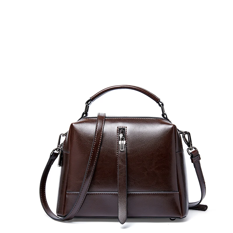 Натуральная кожа, винтажная женская сумка, высокое качество, роскошная женская сумка через плечо, дизайнерская сумка для женщин - Цвет: Кофе