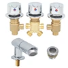 Bathtub Faucet Split 2 Way Divide Waterfall Triple Handle Brass Switch Control Valve Bathroom Cabinet Shower Room Mixer 2