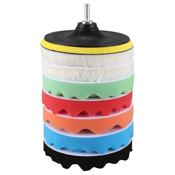 

Car Polishing Pad Wave Sponge Polishing Waxing Mat Kit Car Polishing Machine Buffer with Drill Adapter Sponge Wool Plastic Metal