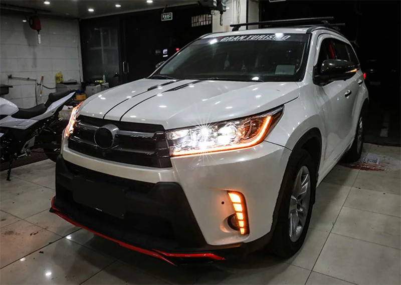 Для Toyota Highlander Желтый поворотный сигнал стиль реле водонепроницаемый автомобильный DRL 12 В Светодиодный дневной ходовой светильник Дневной светильник