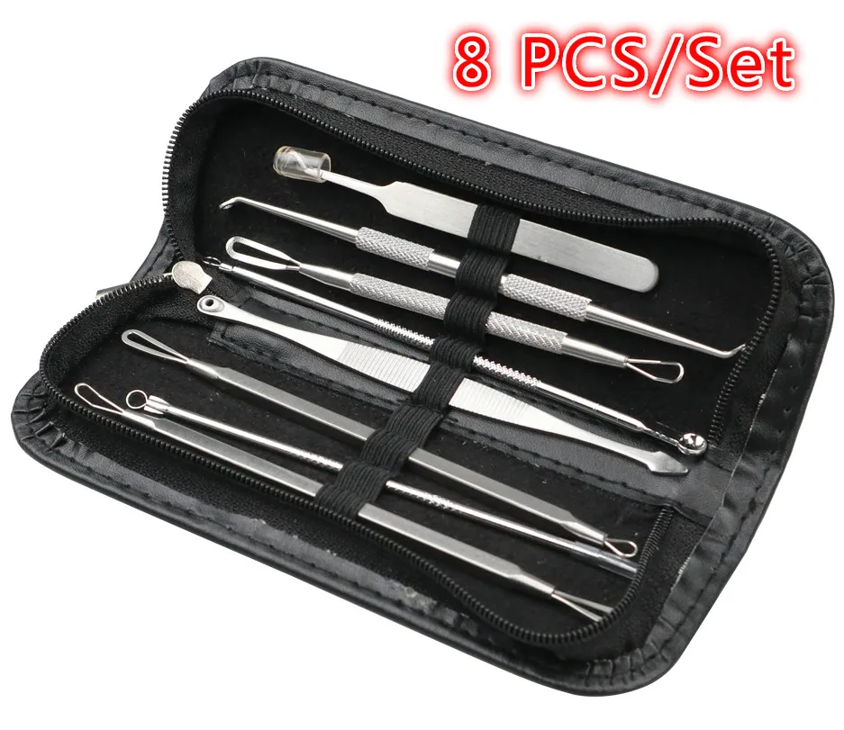 3/8pcs/set Blackhead Comedone Acne Pimple Blackhead Remover Tool Spoon for Face Skin Care Tool Needles Facial Pore Cleaner-0