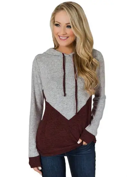 

Autumn Women Sweatershirt Casual Hoodes Collar Loose Long Sleeve Stitching patchwork Pullover women Rupa female