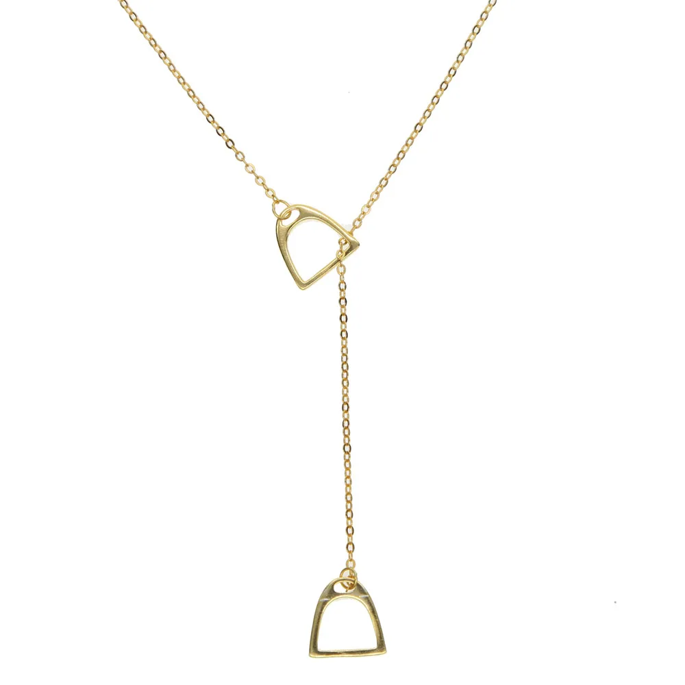 100% 925 sterling silver lariat long necklace heart lades women charming gift horse lover Equestrian Necklaces, Stirrup Jewelry