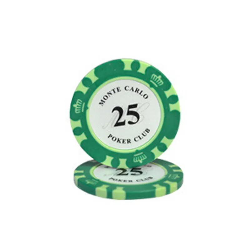 25 шт./компл. Техас фишки для покера глины Материал казино Texas Poker Chip набора металлические монеты Корона Монте Карло фишки для покера клуб аксессуары