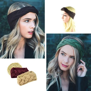 

Hair Tool Bow Fish Knit Wool Headband Girl Crochet Turban Handmade Bow Knot Wide Head Wrap Accessories