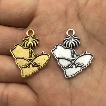 

10pcs Saudi Arabia National Emblem Map Pendant for Jewelry Making DIY Handmade Bracelet Necklace Hanging Metal Tag