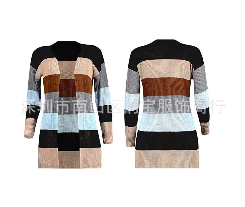 WEPBEL Осень Зима женский длинный рукав вязаный лоскутный цвет модный свитер Повседневный женский кардиган свитер теплое пальто