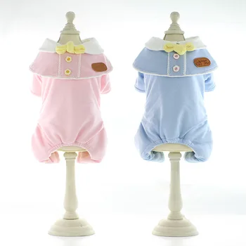 

Autumn and Winter Ropa Para Perros Medianos Warm Four Legs Pink Blue Colors Dog Clothes Small Bow Decor Four-legged Pet Clothing