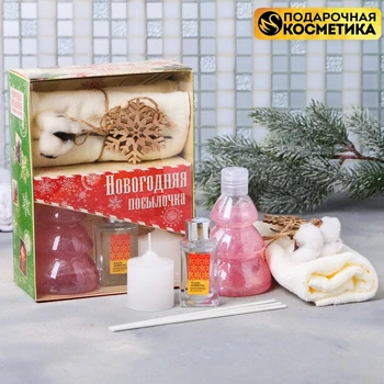 

Gift set "Your New Year's miracle": diffuser, shower gel, candle, towel