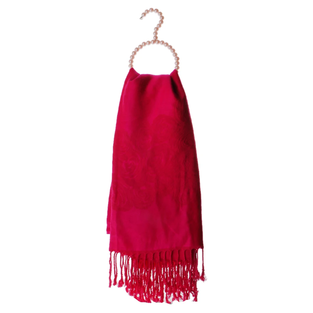Pearl Beaded Metal Scarf Hanger Socks Silk Stockings Hanger Holder Clothes Coat Hanger Holder Dress Skirts Hanger Holder