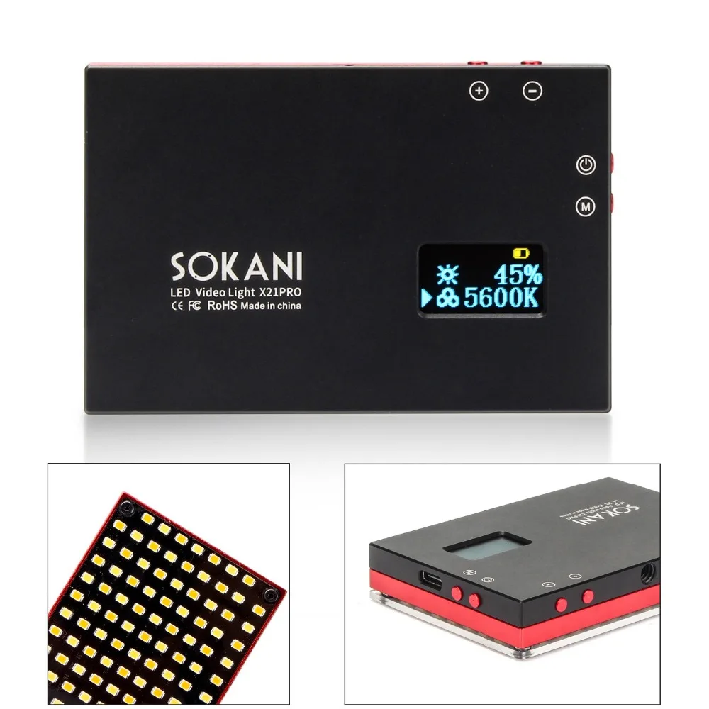 SOKANI X21 Pro светодиодный видео свет 3200-6500K 122 светодиодный лампы O светодиодный Экран встроенный 3000 мА/ч, Батарея для DSLR Камера iPhone Селфи