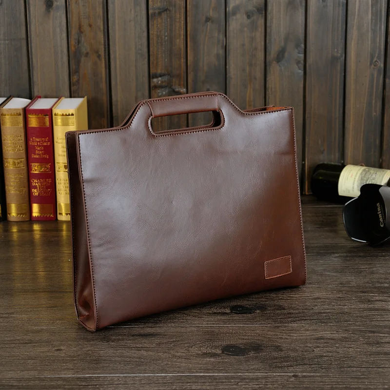 Men's Business office Briefcase Brand PU Leather Handbag male Vintage Tote Computer Laptop bag Casual Shoulder File bags Retro
