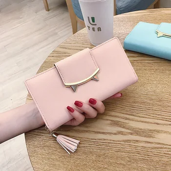 

New Fashion Women's Long Wallet Tassled Pendant Multi Card Bit Card Holder Practical Purse Economic Leather Wallet