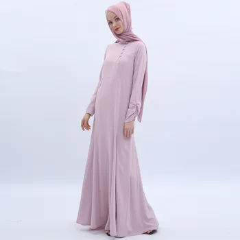

Turkey Muslim Abaya Dress Women Pearl Button Kimono Moroccan Kaftan Hijab Dresses Islamic Clothing Dubai Arab Kimono Elbise