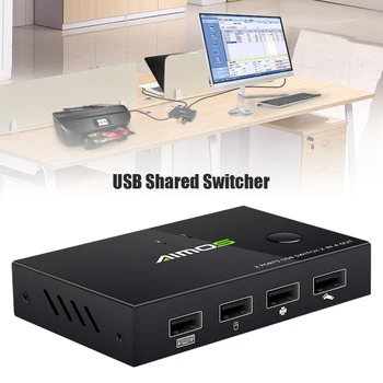 

USB 2.0 Peripheral Sharing Switch Durable Practical Multi-functional Classic Selector 2 PCs Sharing 4 USB Devices