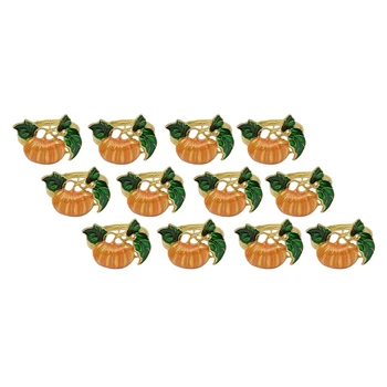 

12 Pack Fashion Halloween Pumpkin Napkin Ring Halloween Theme Metal Pumpkin Napkin Ring Party Decoration