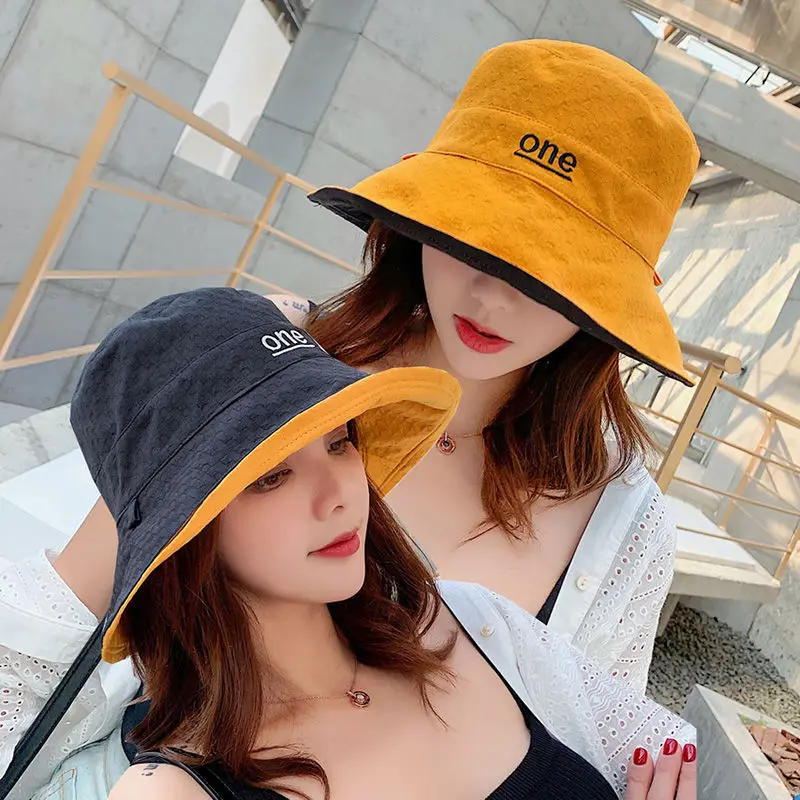 

Embroidered Bucket Hat Women's Japanese-style Summer Korean-style Double-Sided Versatile Sun-resistant Sun Hat Fashion Sun Hat S