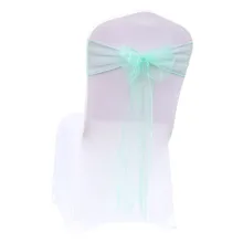 100 шт. высококачественный чехол для стула из органзы с поясом 275x18 см для банкета декоративный стул с узлом украшения для свадебной вечеринки