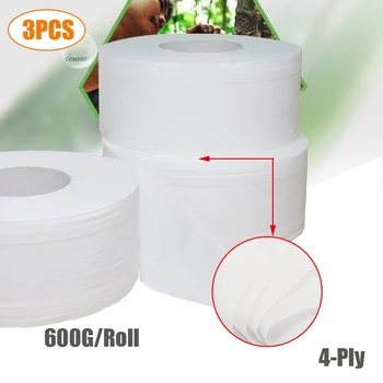 

3PCS Natural Household Toilet Paper, 4 Layer Thicken Hand Toilet Towels, Roll Tissues , Bath Tissues, White
