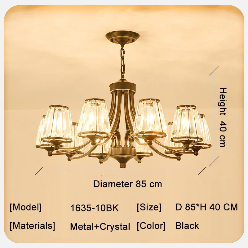 10 Light Black Хрустальные потолочные светильники хрустальная лампа круглый хрустальный светильник люстры де Сала серебро или золото Быстрая - Цвет абажура: 10 Light Black
