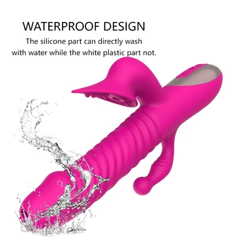 Telescopic Vibration G-spot Vagina Masturbate Anal Rabbit Dildo Vibrators Tongue Licking Sucking Clitoris Sex Toys for Women 3