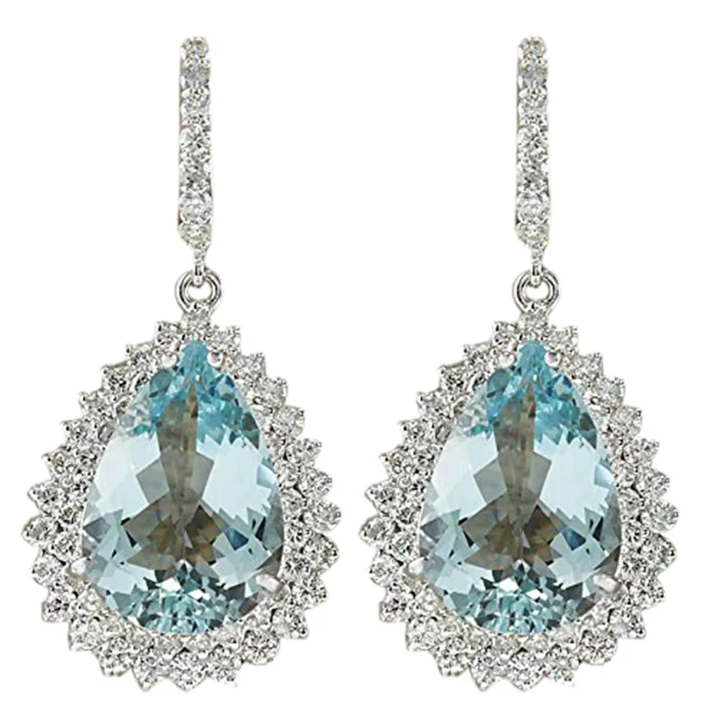 Sky Blue Модные женские серьги, Синие стразы, серьги для невесты, серьги-гвоздики, висячие серьги, ювелирные изделия, подарок, kolczyki chwosty, бмжуттерия# Z - Окраска металла: Sky Blue