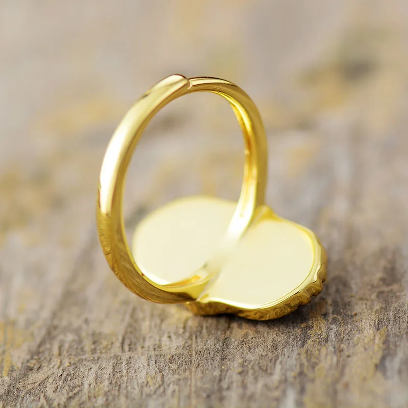 Premium Big Stone Adjustable Rings Fashion Gold Color Apatite Malachite Lapis Luxury Party Cocktail Ring Anniversary Jewelry