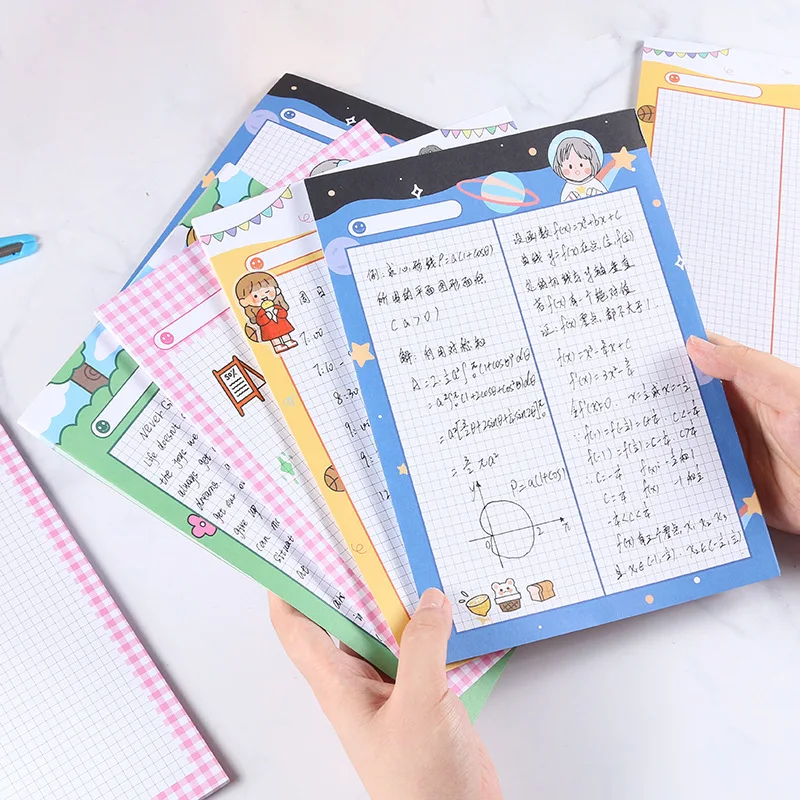 

Ins Cartoon Kid B5 Grid Memo Pad 50 Sheets Note Paper Student Learning Note Plan Paper creative Diary Kawaii School Stationery