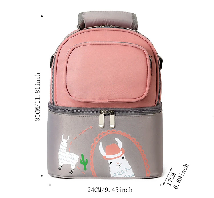 Double Layer Storage Thermal Bag Portable Baby Bottle Food Insulation Lunch Pouch Breast Milk Preservation Backpack Accessories