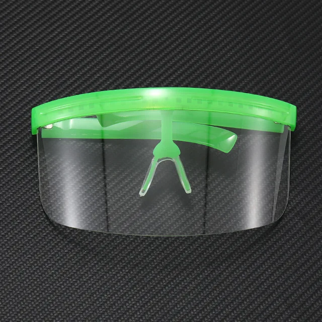 Oversized Windproof Mask Goggles Sunglasses Women Fashion One Piece Rimless Sunglasses Men Outdoor UV400 Crystal Glasses O960 Green-Clear