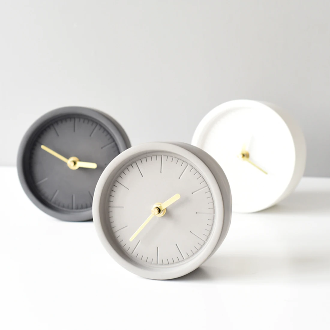 

Original Cement Table Mute Clock Cement Silent Alarm Clock Desktop Clocks Decoration Desk Clocks Cute Portable - Jazz White/Grey